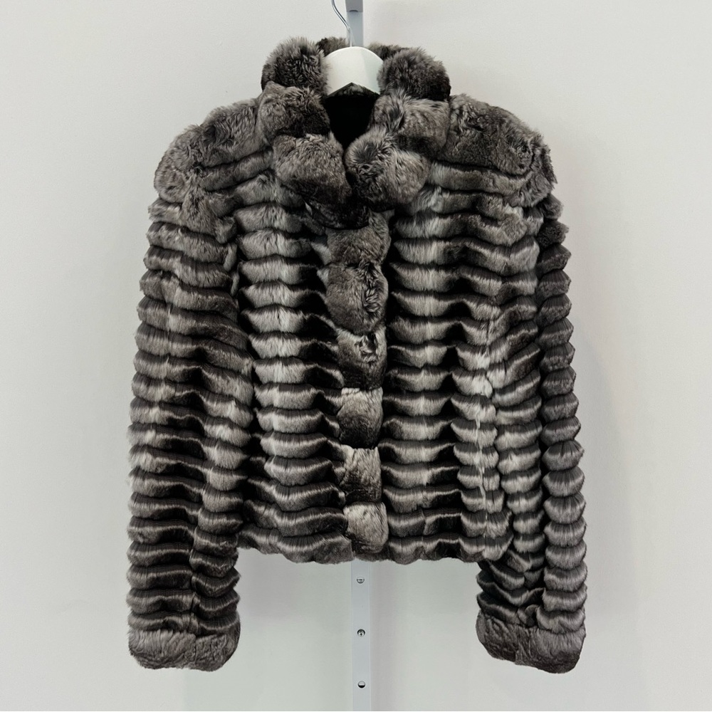 SOMPER FEATHERED CHINCHILLA FUR JACKET SIZE SMALL